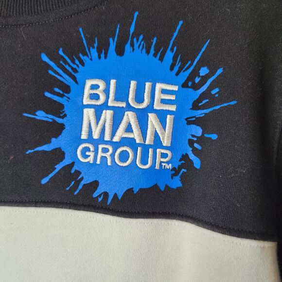 Blue Man Group Color Block Sweatshirt Kangaroo Pocket Large Black/White/Blue - Picture 2 of 12